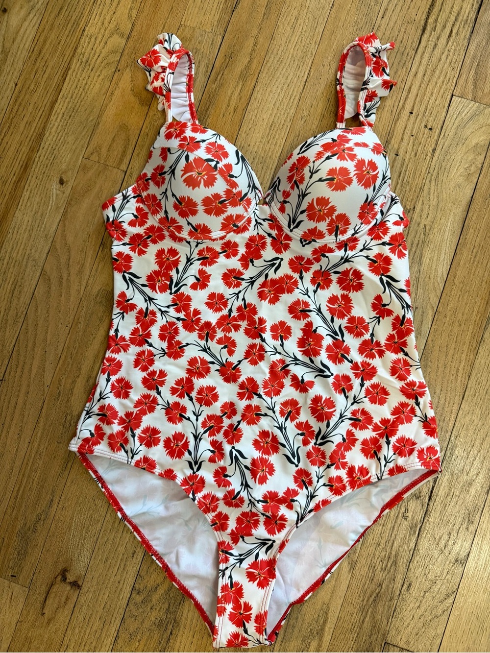 Women’s Floral One-Piece Swimsuit in Red and White